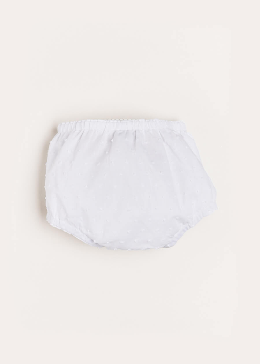 Lace Trim Embroidered Bloomers in White (1-6mths) Bloomers from Pepa London US