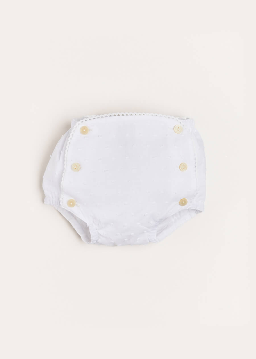 Lace Trim Embroidered Bloomers in White (1-6mths) Bloomers from Pepa London US