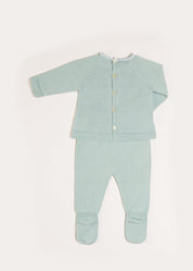 Lace Trim Knitted Set in Green (1-12mths) Knitted Sets from Pepa London US