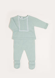 Lace Trim Knitted Set in Green (1-12mths) Knitted Sets from Pepa London US