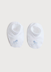 Newborn Booties With Rocking Horse Embroidery Blue (1-3mths) Knitted Accessories from Pepa London US