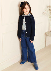 Soft Denim Wide Leg Trousers in Denim Blue (3-10yrs) Trousers from Pepa London US