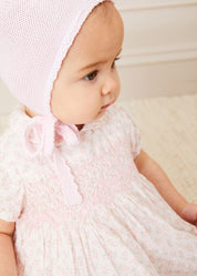 Lace Detail Knitted Bonnet in Pink (1-12mths) Knitted Accessories from Pepa London US