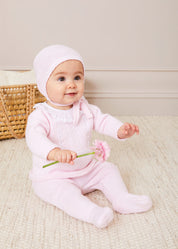 Lace Trim Ruffle Collar Knitted Set in Pink (1-12mths) Knitted Sets from Pepa London US