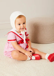Lawrence Striped Mariner Collar Short Sleeve Romper in Red (6mths-3yrs) ROMPERS from Pepa London US