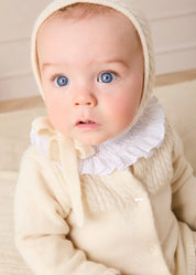 Cashmere Long Sleeve Cable Knitted Set in Cream (1mth-12mths) Knitted Sets from Pepa London US