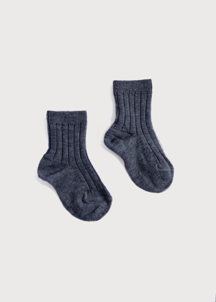 Ribbed Short Socks - Dark Grey (0mths-8yrs) Socks from Pepa London US