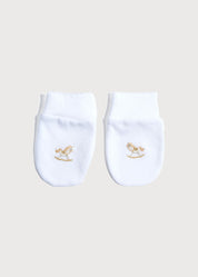 Newborn Mittens with Rocking Horse Embroidery Beige (1-3mths) Accessories from Pepa London US