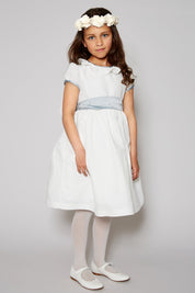 Flower Girl Ivory Dress with Blue Silk Sash (6mths-10yrs) Dresses from Pepa London US