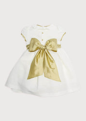 Flower Girl Ivory Dress with Green Silk Sash (6mths-10yrs) Dresses from Pepa London US