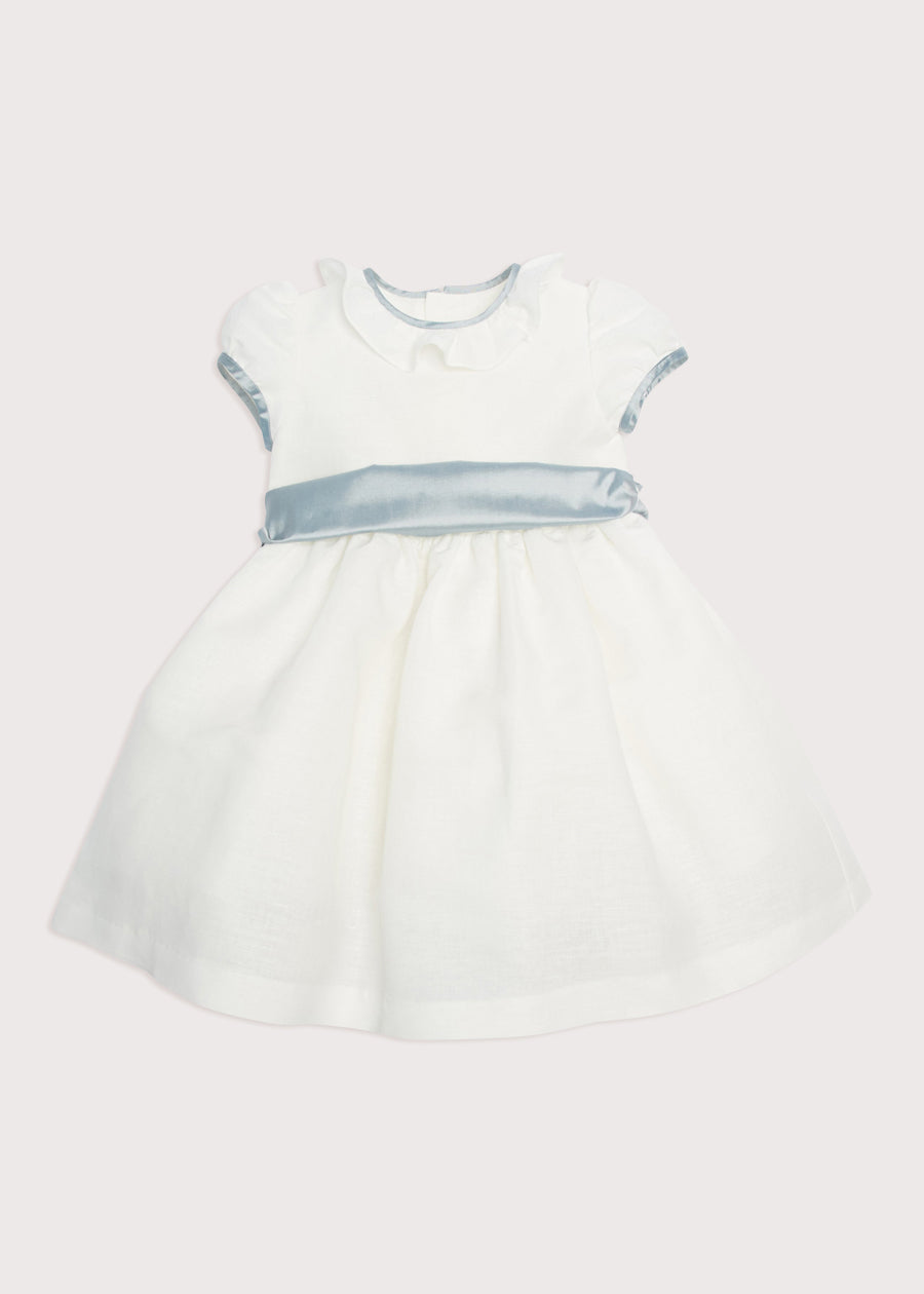 Flower Girl Ivory Dress with Blue Silk Sash (6mths-10yrs) Dresses from Pepa London US