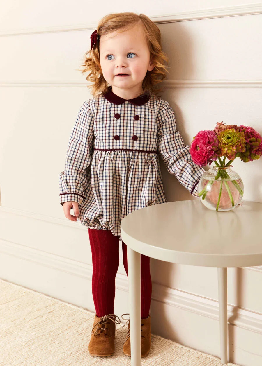The Ebury Check Romper Baby Girl Look Look  from Pepa London US