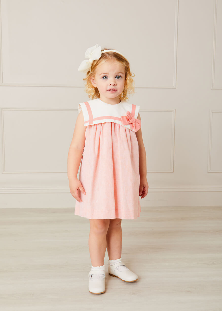 The Peach Trapeze Dress Baby Girl Look Look from Pepa London US