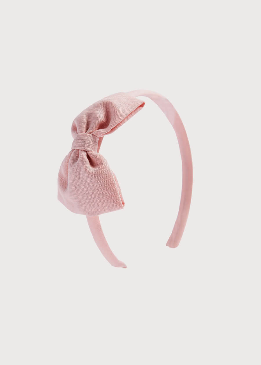 Pink Linen Big Bow Hairband Hair Accessories from Pepa London US