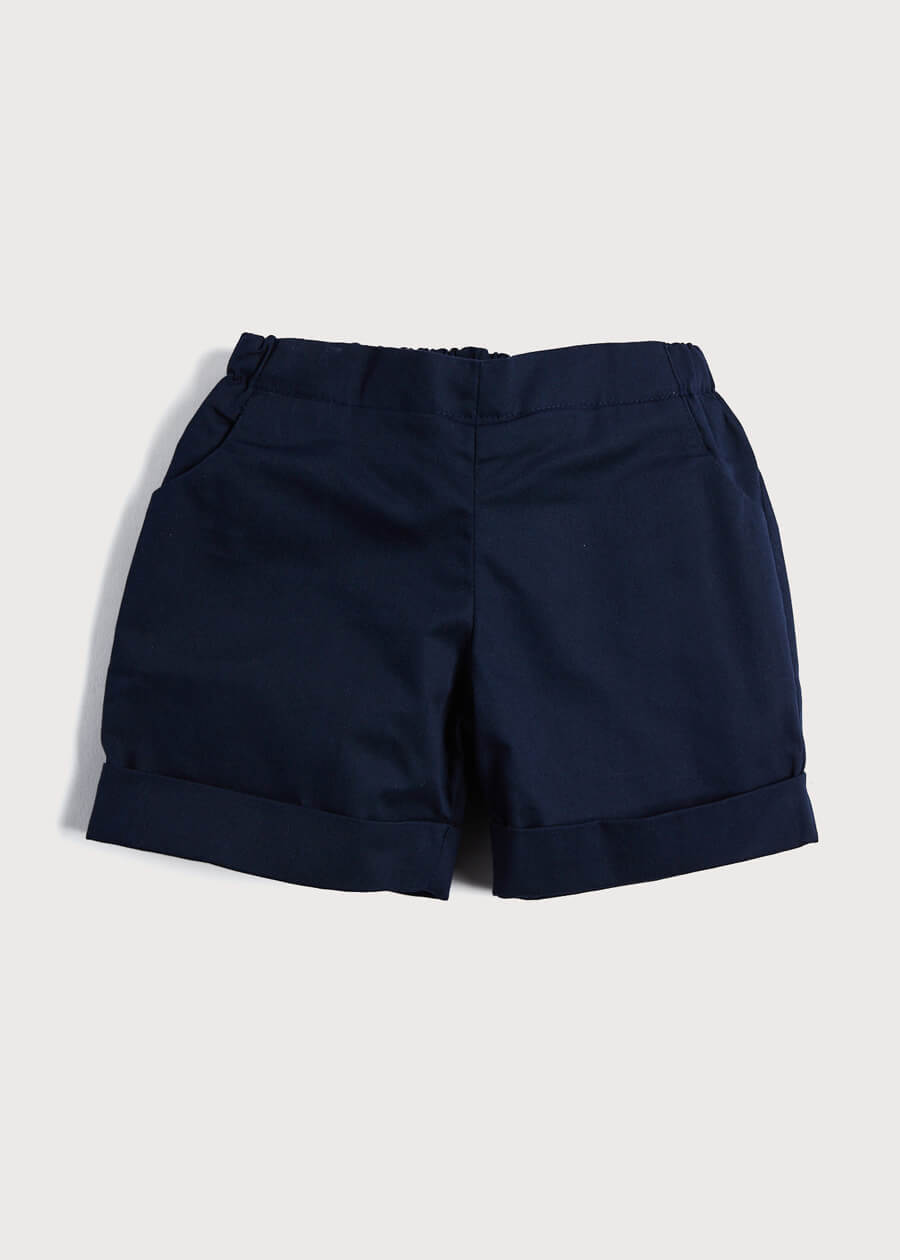 Classic Turn-up Hem Cotton Shorts in Navy (12mths-4yrs) Shorts from Pepa London US