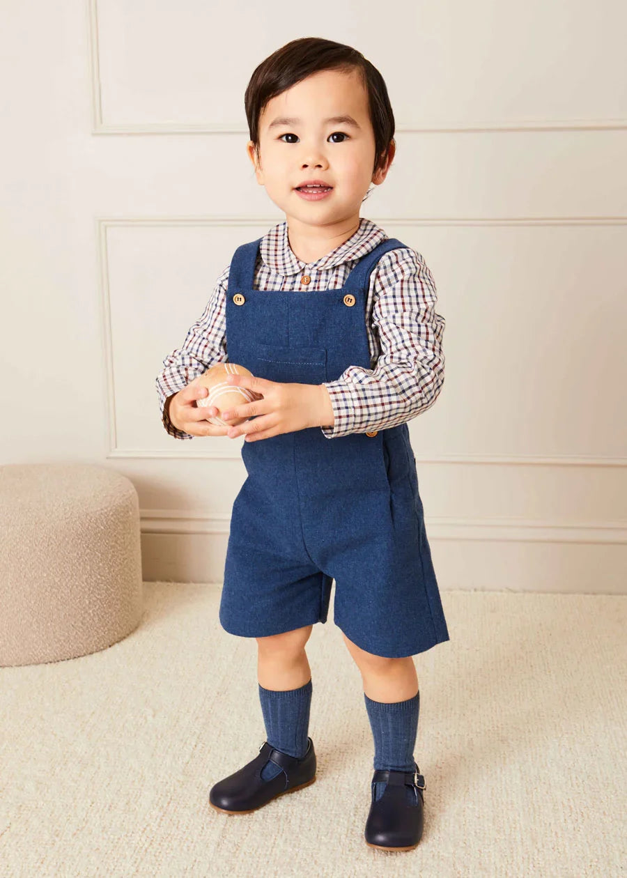 Wool Front Pocket Dungarees in Blue (18mths-5yrs) Dungarees from Pepa London US