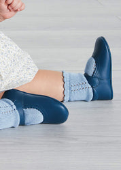 Leather Mary Jane Pram Shoes in Classic Blue (17-20EU) Shoes  from Pepa London US