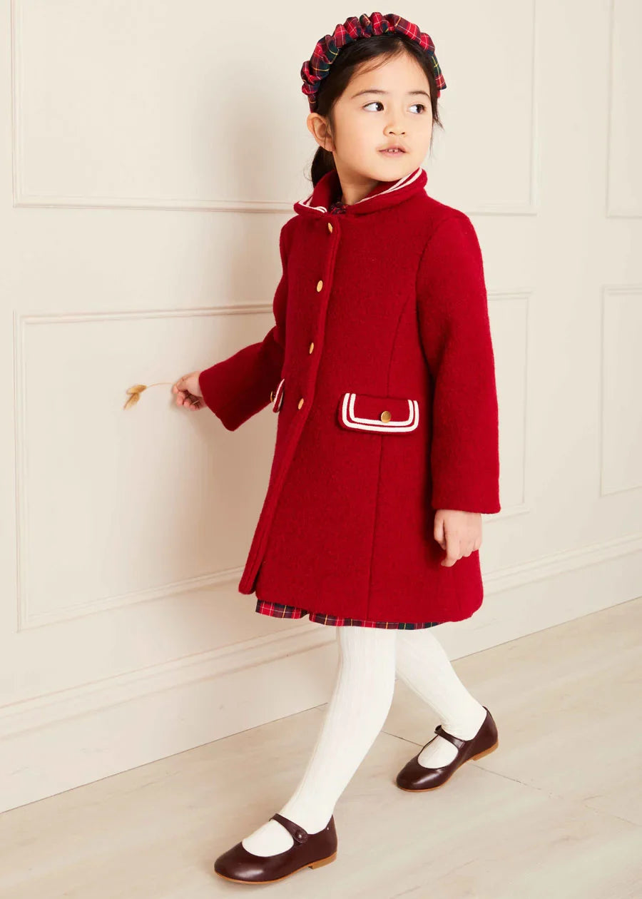 Single Breasted Wool Coat in Red (4-10yrs) Coats from Pepa London US