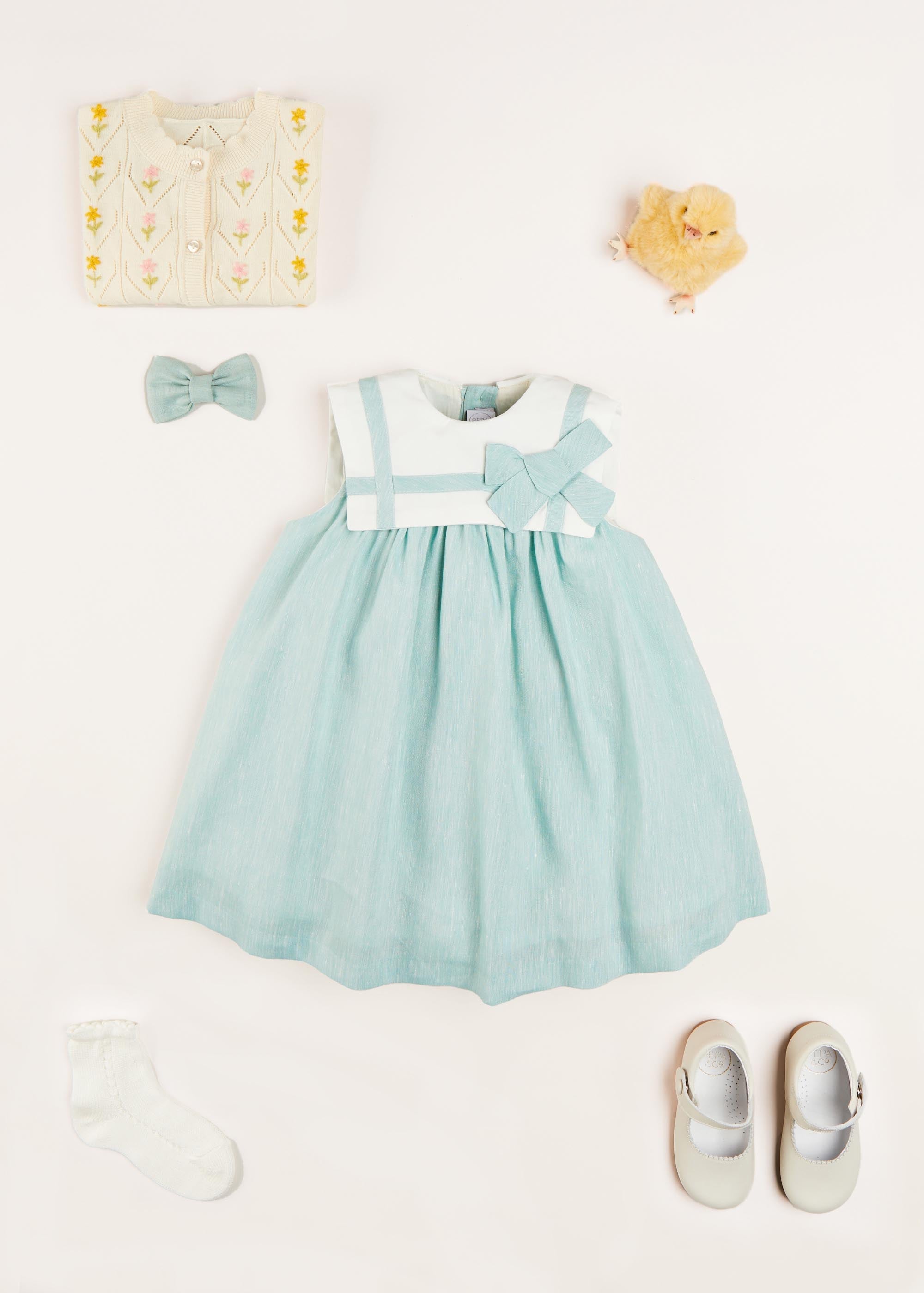The Mint Trapeze Dress Baby Girl Look Look from Pepa London US