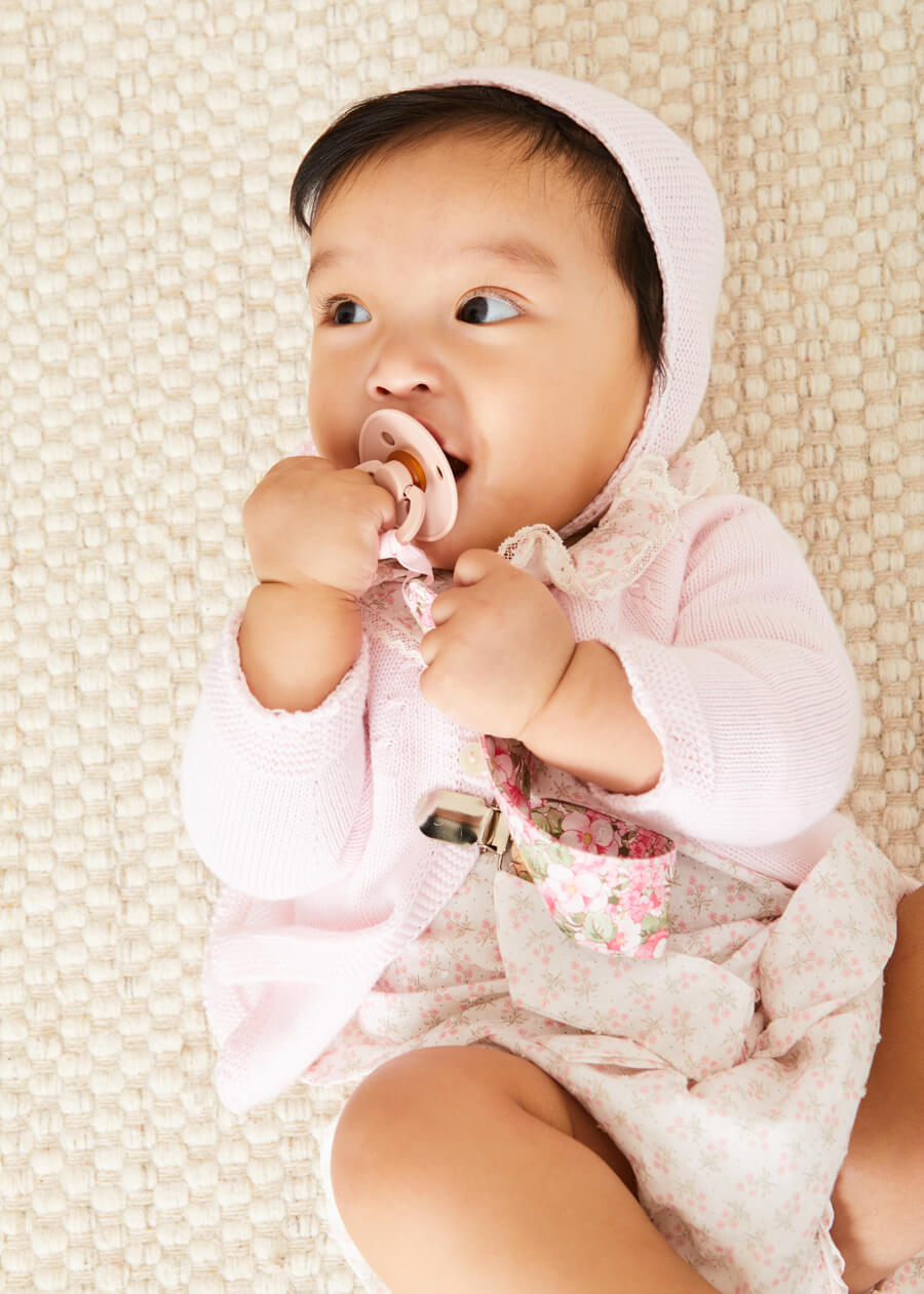 Eloise Floral Print Clip Dummy in Pink Accessories from Pepa London US