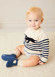 Whale Intarsia Striped Jumper in Blue (6mths-10yrs) Knitwear from Pepa London US