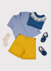 Faux Pocket Elasticated Waist Shorts in Mustard (18mths-3yrs) Shorts from Pepa London US