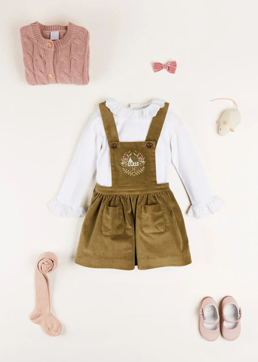 The Green Velvet Embroidered Skirt Baby Girl Look Look  from Pepa London US