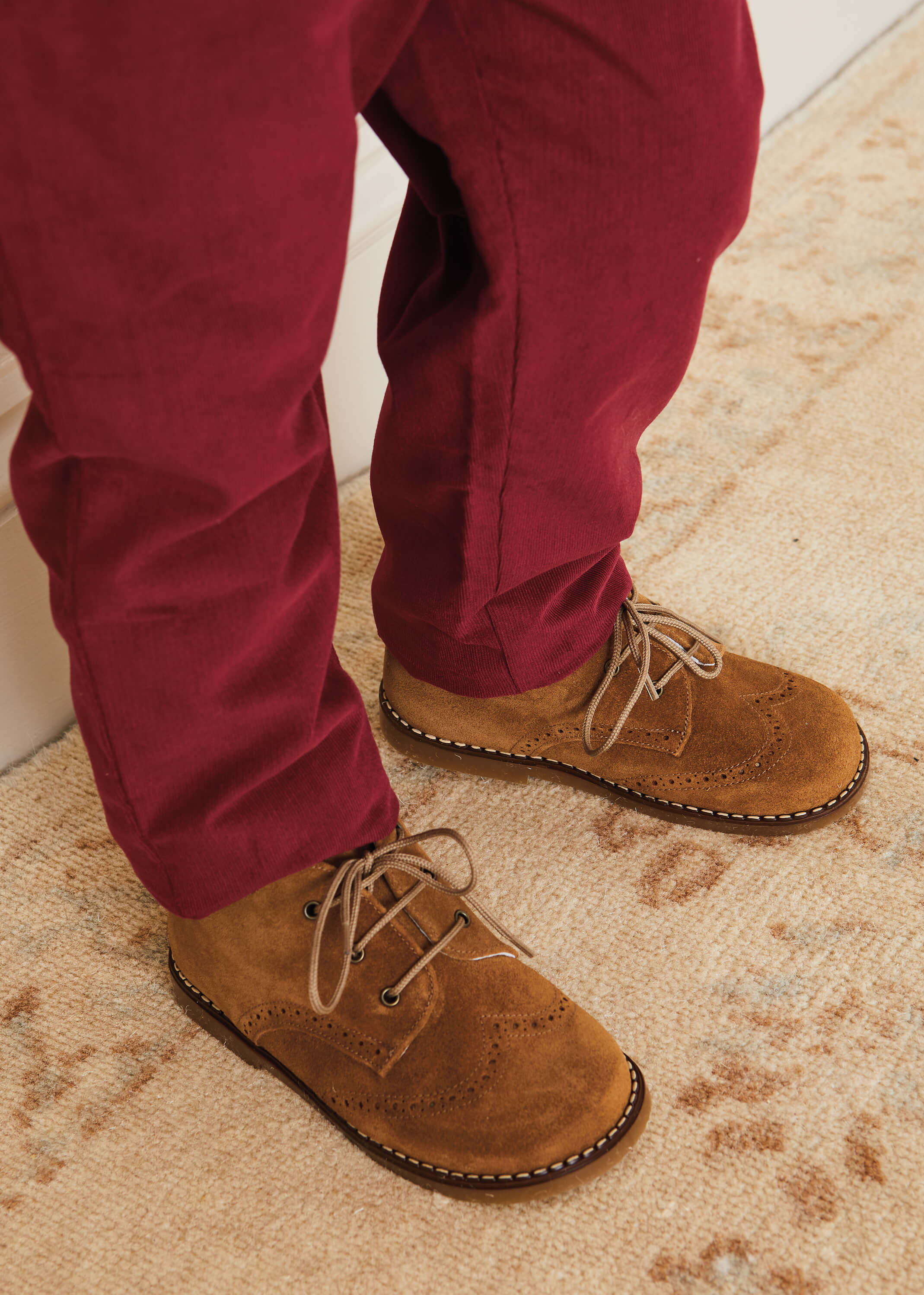 Suede Lace-Up Brogue Boots in Brown (24-30EU) Shoes from Pepa London US
