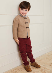 Toggle Fastening Knitted Cardigan in Oatmeal (12-10yrs) Knitwear  from Pepa London