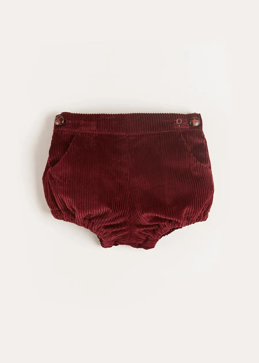 Corduroy Button Bloomers in Burgundy (3mths-3yrs) Bloomers from Pepa London US