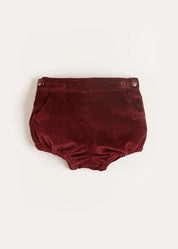 Corduroy Button Bloomers in Burgundy (3mths-3yrs) Bloomers from Pepa London US