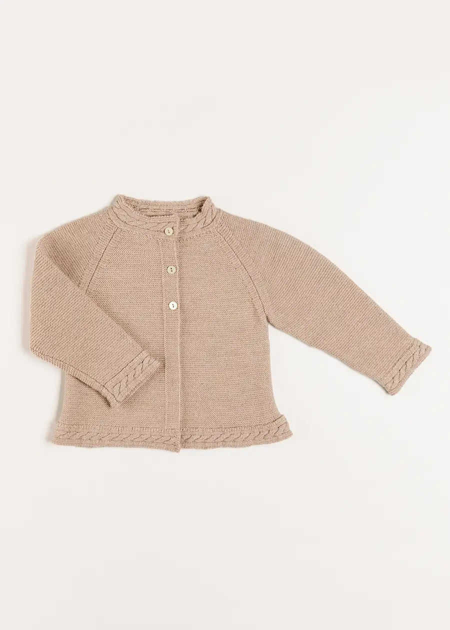 Cable Detail Cardigan in Beige (6mths-3yrs) Knitwear from Pepa London US