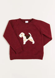 Doggy Intarsia Jumper in Burgundy (12mths-10yrs) Knitwear from Pepa London US