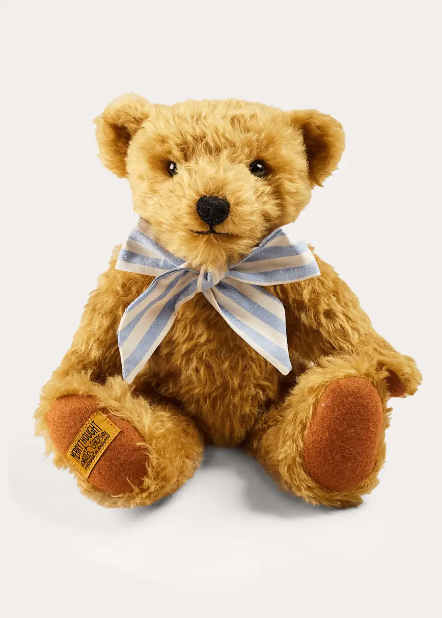 Limited Edition Merrythought & Pepa Teddy Bear With Regency Striped Bow in Blue (S-L) TOYS from Pepa London US