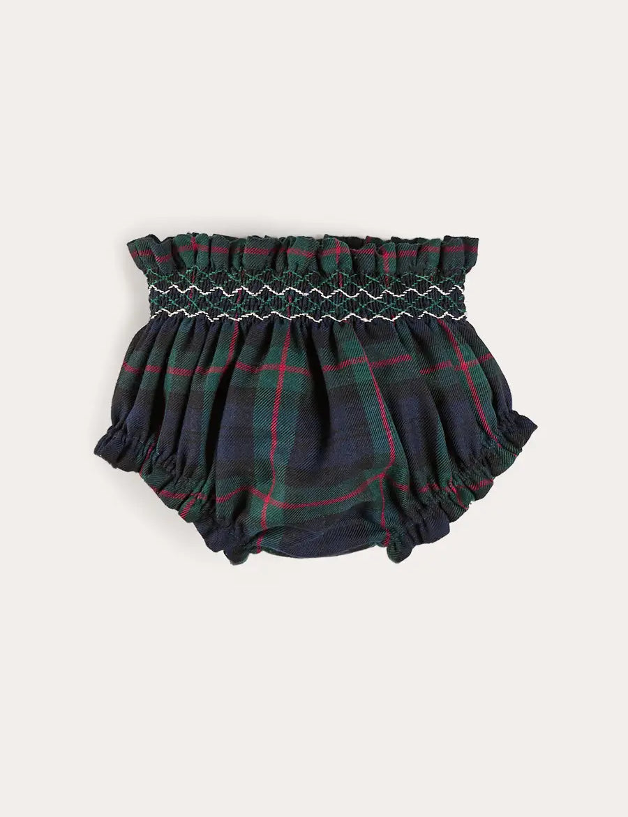 Kinnerton Tartan Hand Smocked Bloomers in Green (3mths-2yrs) Bloomers from Pepa London US