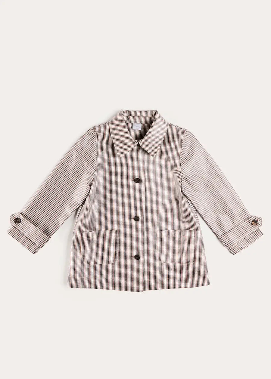 Sloane Check Raincoat with Pockets in Camel (4-10yrs) Coats from Pepa London US