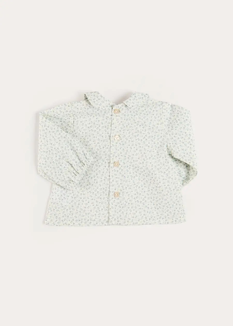 Betsy Floral Long Sleeve Shirt in Blue (1mth-12mths) Shirts from Pepa London US