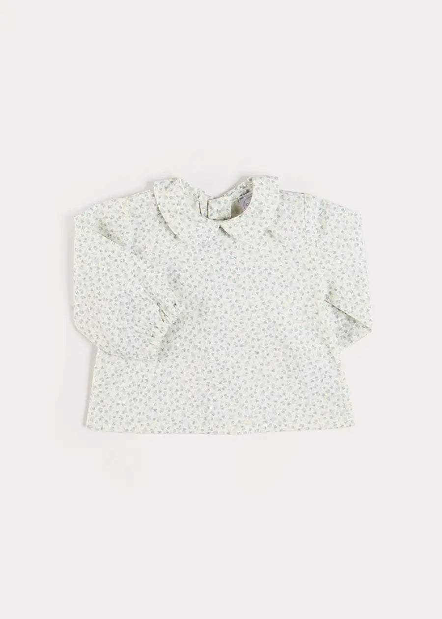 Betsy Floral Long Sleeve Shirt in Blue (1mth-12mths) Shirts from Pepa London US