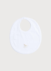 White Bib with Beige Embroidered Rocking Horse Accessories  from Pepa London US