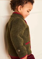 Austrian Single Breasted Contrast Trim Jacket in Green (18mths-10yrs) Coats from Pepa London US