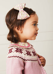Classic Fair Isle Cardigan With Rib Details in Pink (12mths-10yrs) Knitwear from Pepa London US