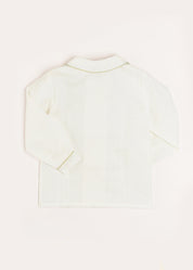 Double-Breasted Peter Pan Collar Shirt with Green Silk Piping (12mths-10yrs) SHIRTS from Pepa London US