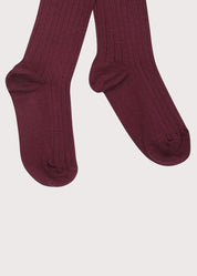 Burgundy Ribbed Tights (0mths-10yrs) Tights from Pepa London US