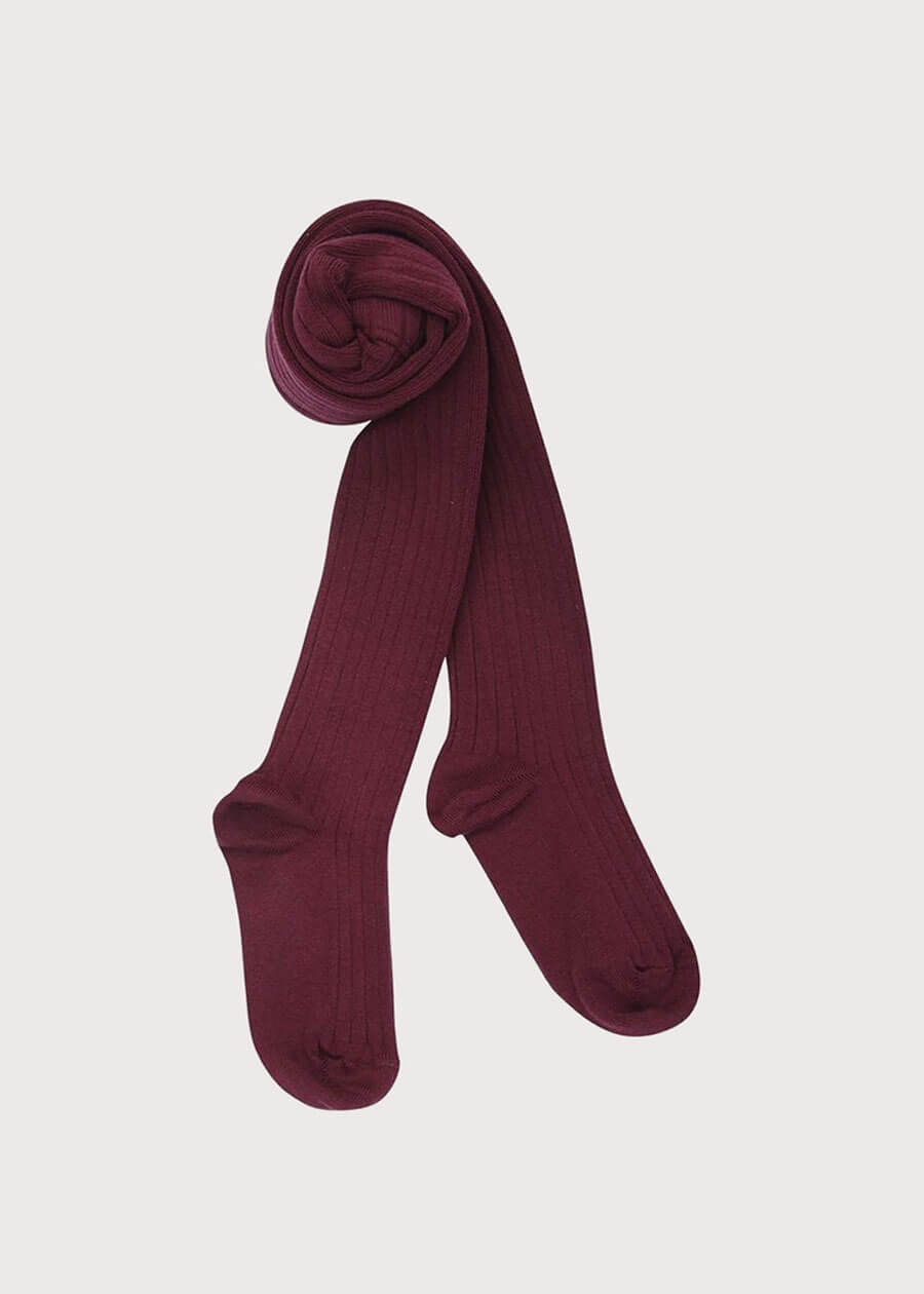 Burgundy Ribbed Tights (0mths-10yrs) Tights from Pepa London US