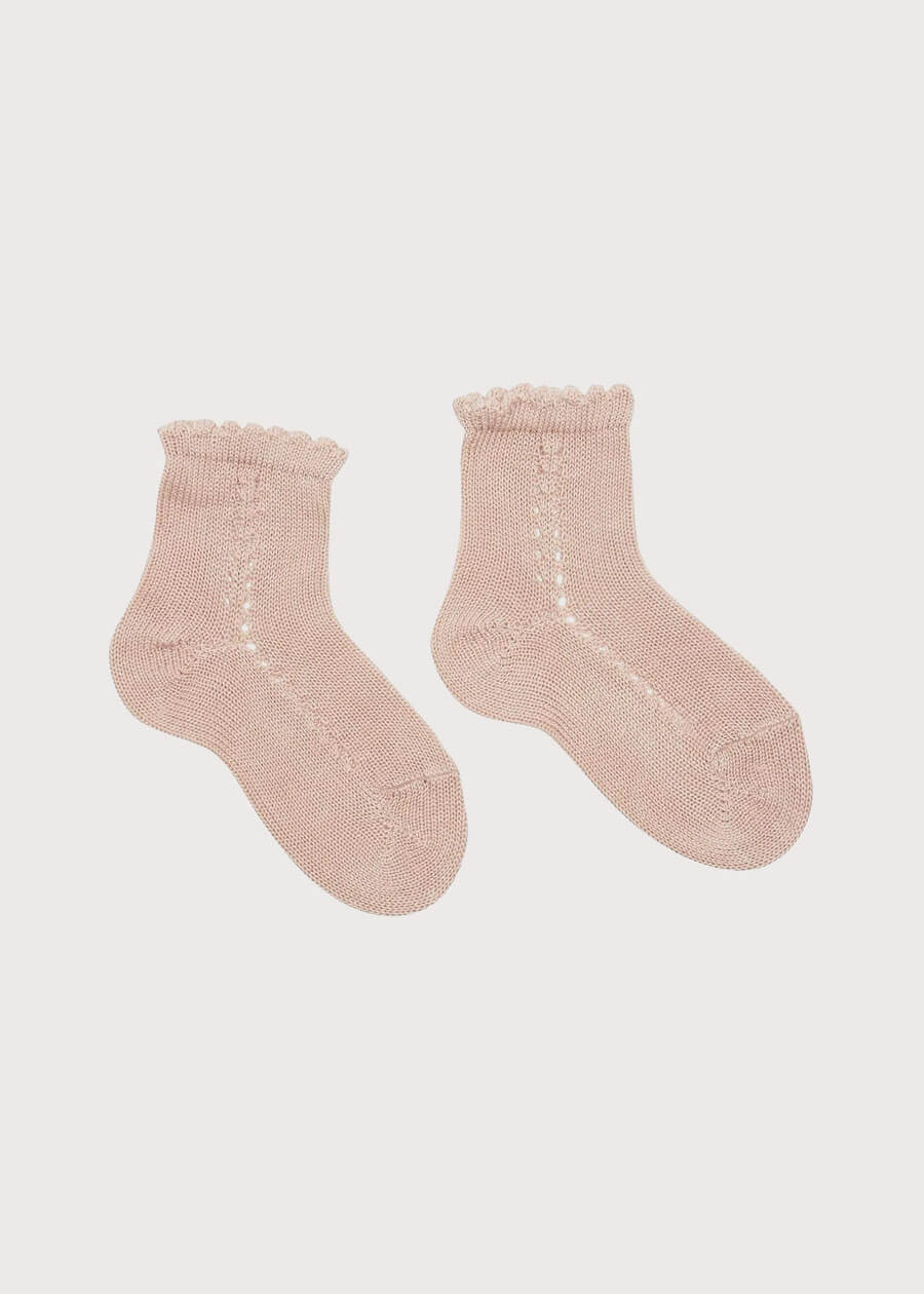 Openwork short socks - Dusty Pink (0mths-10yrs) Socks from Pepa London US