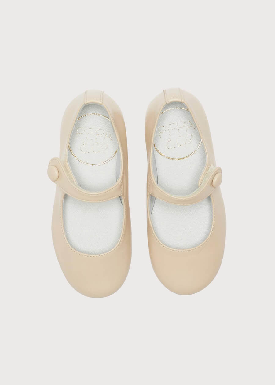 Girl's Beige Leather Celebration Shoes (20-34EU) Shoes from Pepa London US