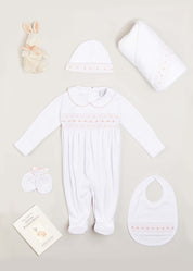 Newborn Hand Smocked Gift Set in Pink Look  from Pepa London US