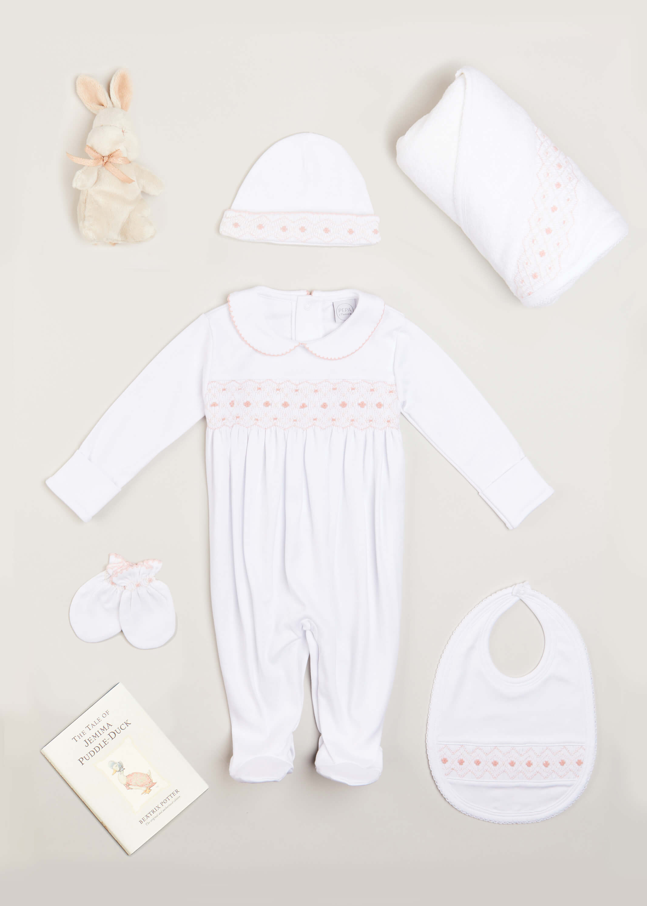 Newborn Hand Smocked Gift Set in Pink Look  from Pepa London US