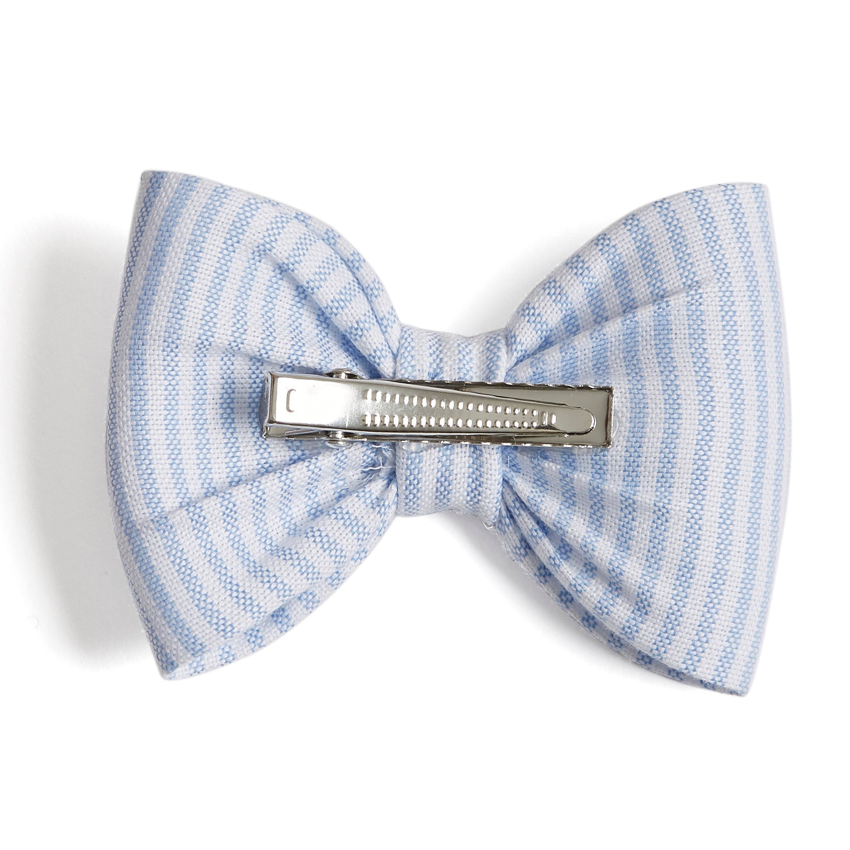 Big Bow Clip in Light Blue Oxford Stripes Hair Accessories from Pepa London US