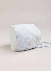 The Skye Lace Trim Embroidered Bonnet in Pale Blue (3mths-2yrs) BONNETS from Pepa London US